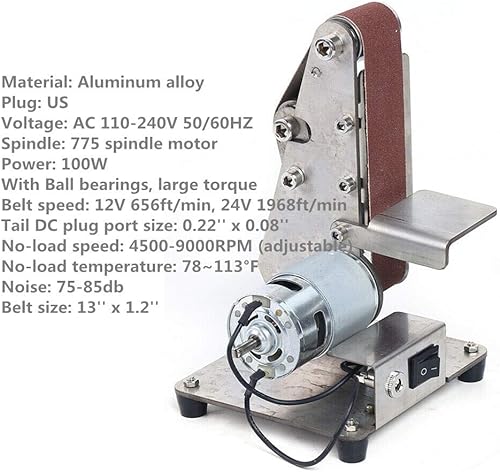 Miniatura 6 de Lijadora eléctrica de banda, mini lijadora de banda, pulidora, afiladora, máquina de pulir, molino de arena, herramienta de lijado de madera de