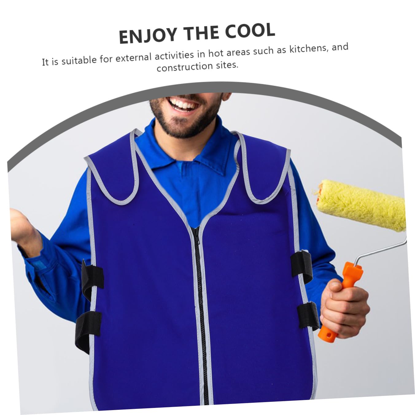 NUOBESTY Kühl Weste für Männer und Frauen aus Atmungsaktivem Stoff Wiederverwendbare Eisbeutelweste für Sommer und Outdoor mit Reinigungfunktion und Blauem Design