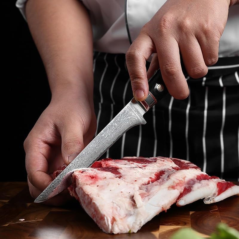 Meat Cleaver,Cleaver Knife Damascus Boning Knife 5.5 Inch Damascus Steel Butcher Knife Slicing Filleting For Bone Meat Fish Fruit Vegetables Cooking Tool