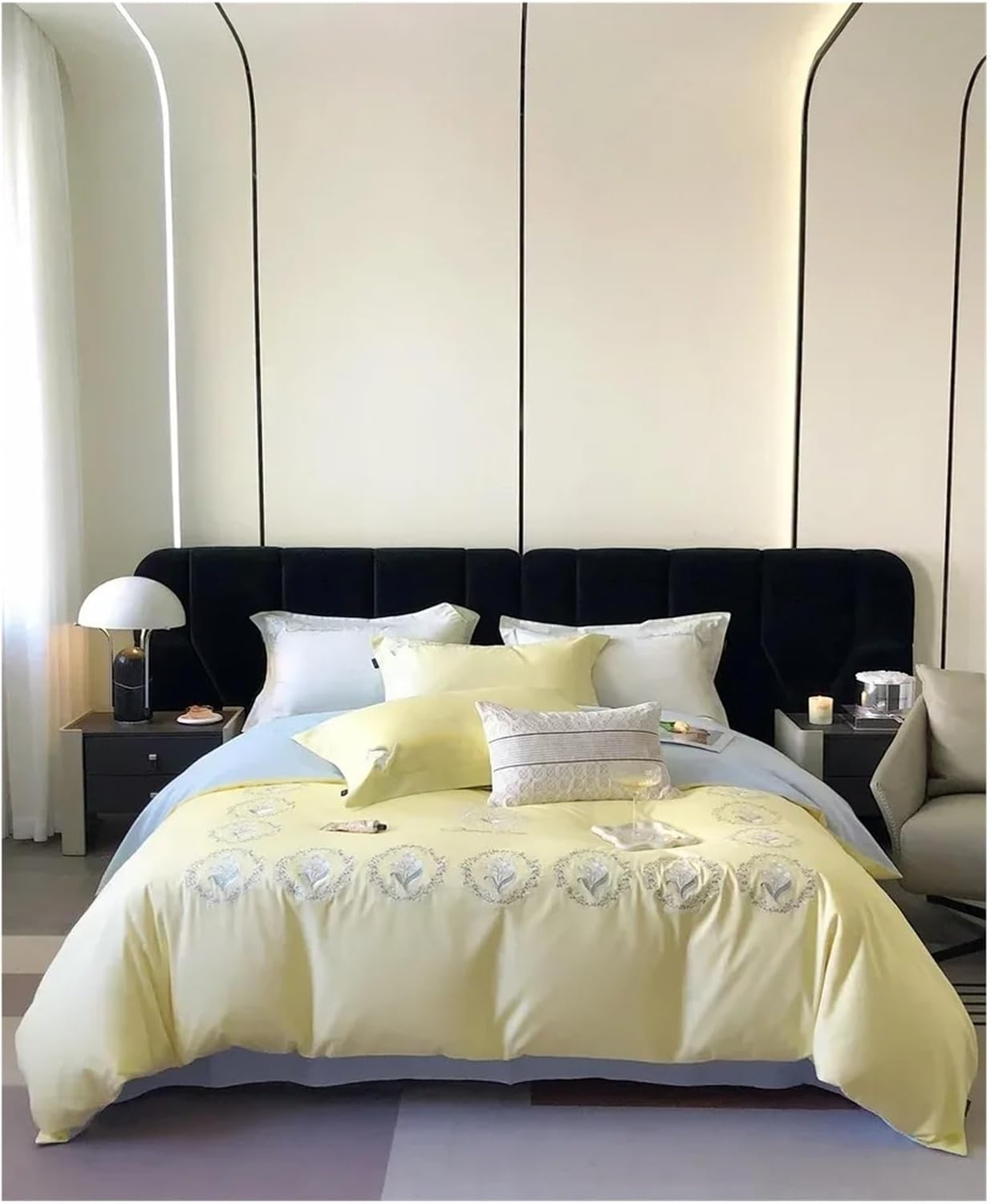 Cotton Floral Embroidery Princess Style Bedding Four-Piece Set,Bedding