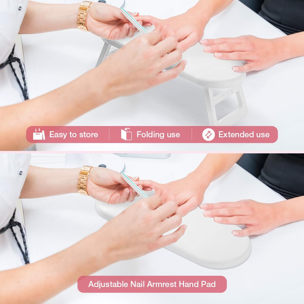 HOTUT Cuscino per Manicure, Cuscino per Unghie Poggiabraccia per Unghie Impermeabile Resistente, Poggiamano per Unghie Pieghevole in Pelle Cuscino per Piedi Antiscivolo per Salone di Nail Art