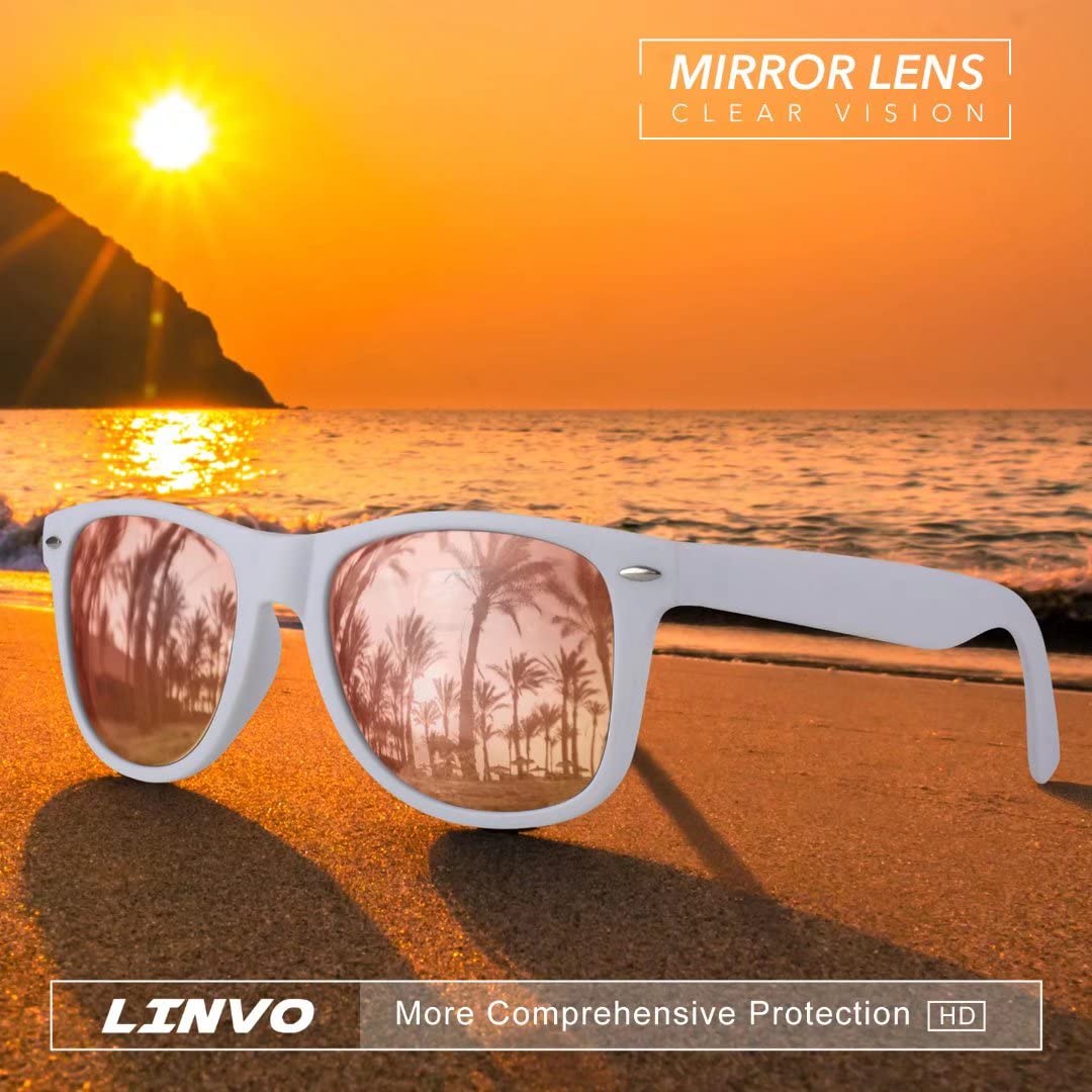 LINVO Occhiali da Sole da Uomo Donna Polarizzati Guida Protezione 100% UV400 Retrò Anni '80 Design
