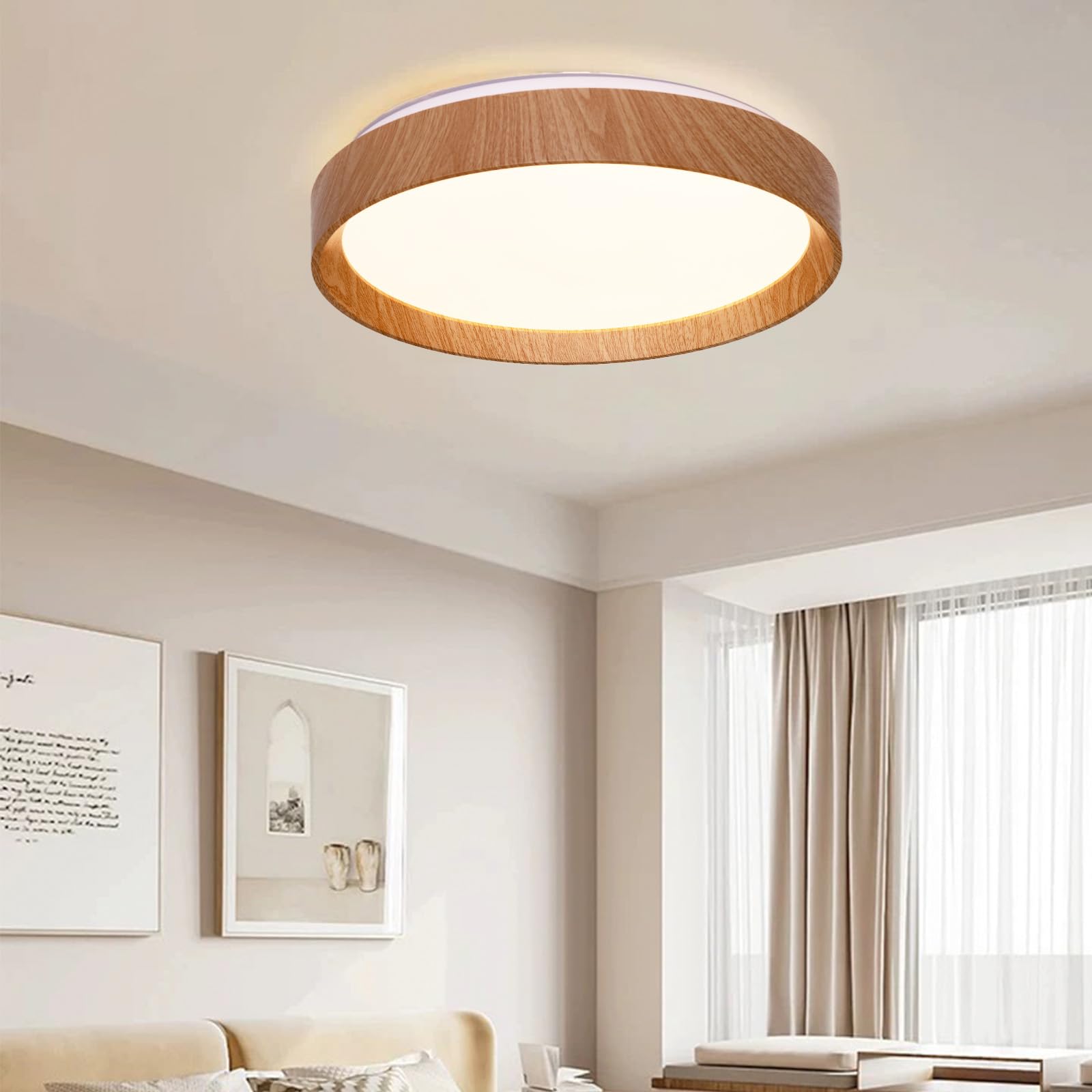 Alpinaluz Plafón LED Techo 30W Ø40cm, Luz CCT 3000K 4000K 6000K, Diseño Moderno, Carcasa de Policarbonato Resistente con Acabado en Efecto Madera, para Salón, Dormitorio o Comedor