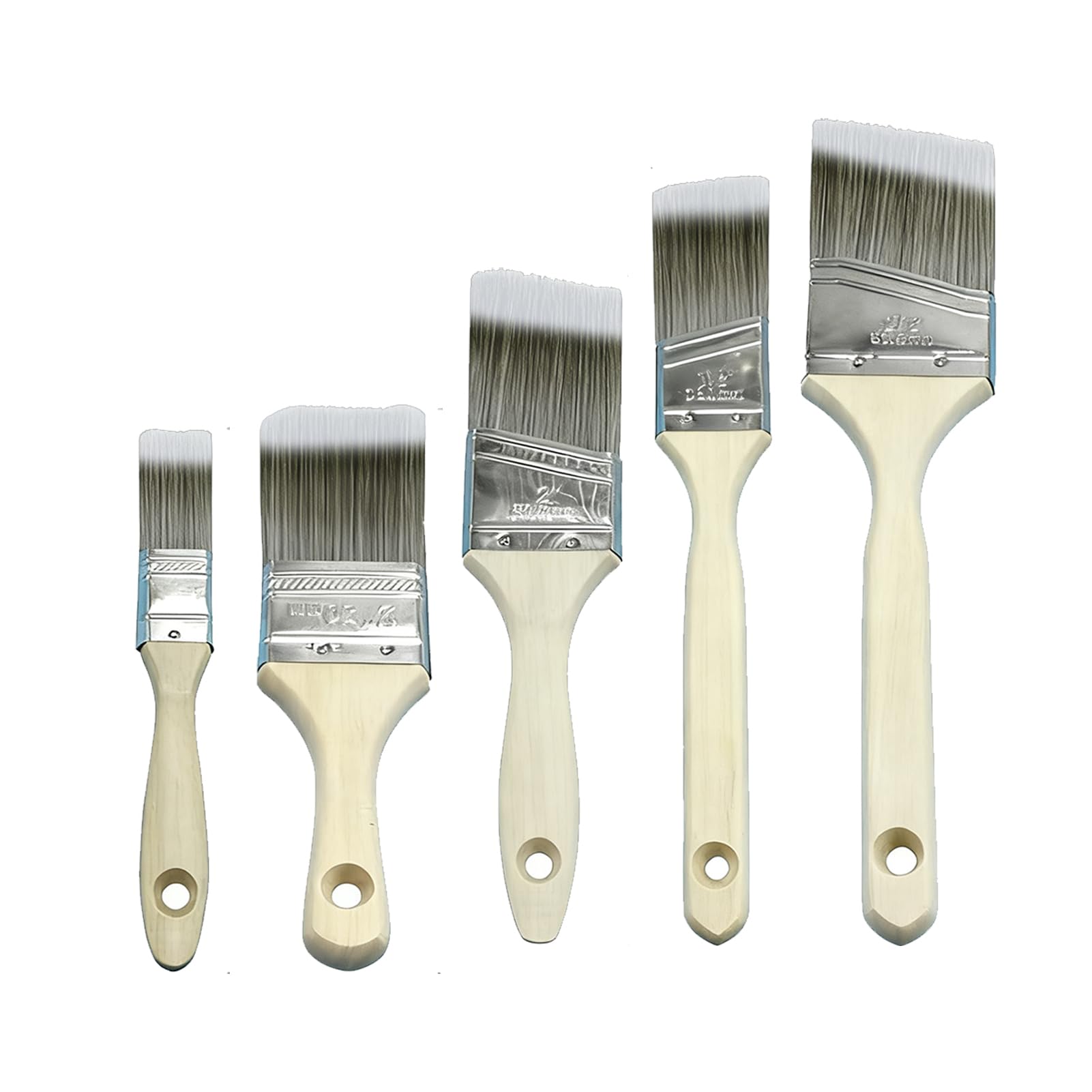 5PCS Wood Stain Brush Pack - Angled Sash & Straight Brushes Paint Brushes House Painting Emulsion Gloss Wall Touch Up Furniture Varnish Brush