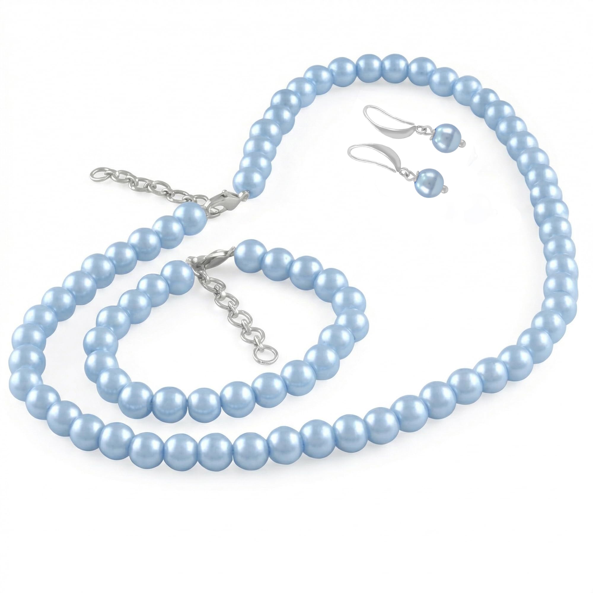 Combo Imitation 6mm Round Pearl Necklace Set Moti Mala Pearl Set With Earrings,Bracelet Handcrafted Jewellery for Less-image-24