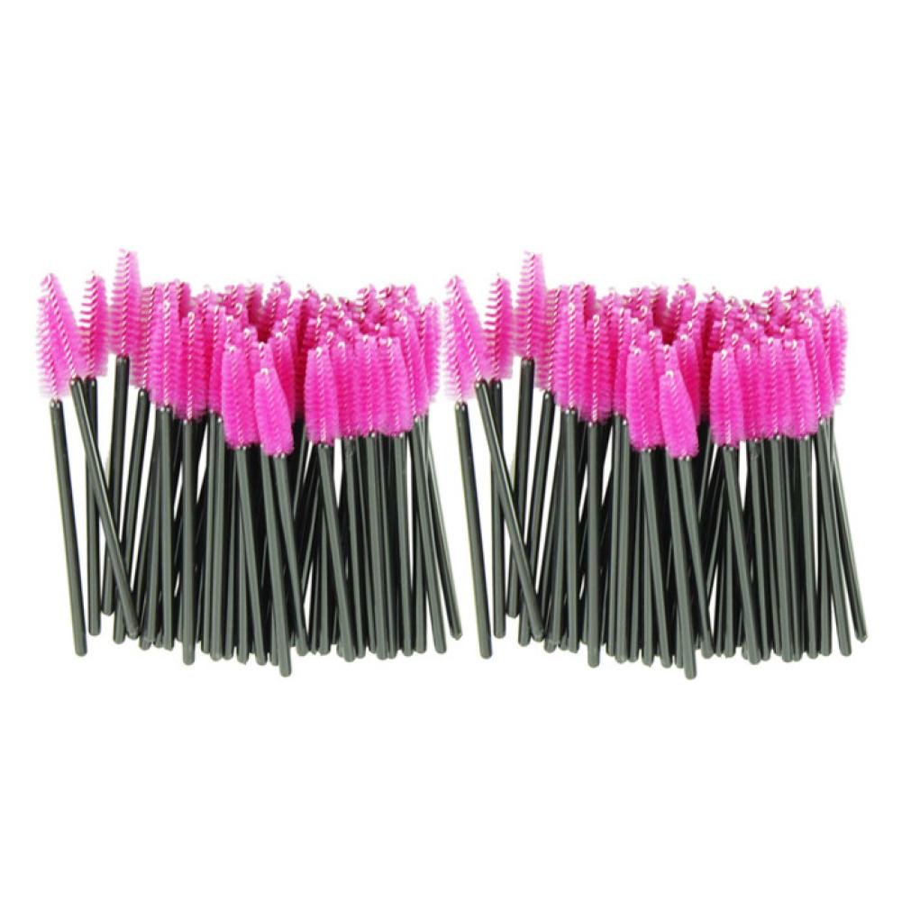 Yeefant 100PCS Mascara Wands Applicator Spoolers Lash Make Up Brush Pink Synthetic Fiber One-Off Disposable Eyelash Brush