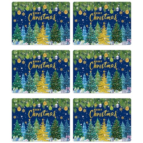 Christmas Pine Trees Plastic Placemats Set of 6 Table mats 17×13×0.04in