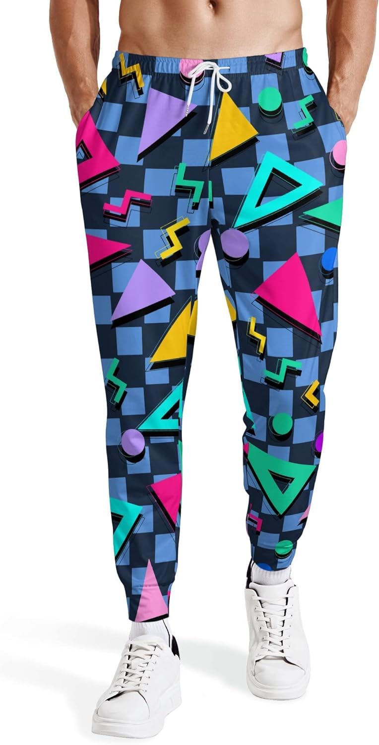Fifbird Unisex 80S 90S 80S Joggers For Men 90S Mens Sweatpants Joggers Pants 80S Costume Outfit With Pockets Athletic Pants For Jogging Gym S