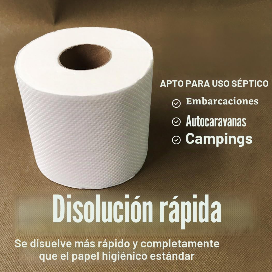 Papel higiénico para barco y caravana, seguro séptico, disolución rápida para uso marino y cámper, biodegradable y seguro para tanques, paquete de 12 unidades