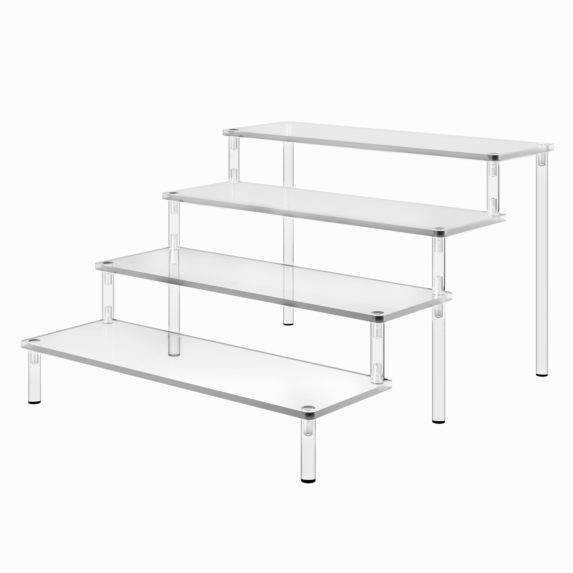 INCETUE 4 Tier Clear Riser Acrylic Display Stands, 30cm Perfume Stand Organiser Display Shelf, 5mm Thick Tiered Rack for Fragrance, Aftershave, Makeup, Desserts, Collectibles