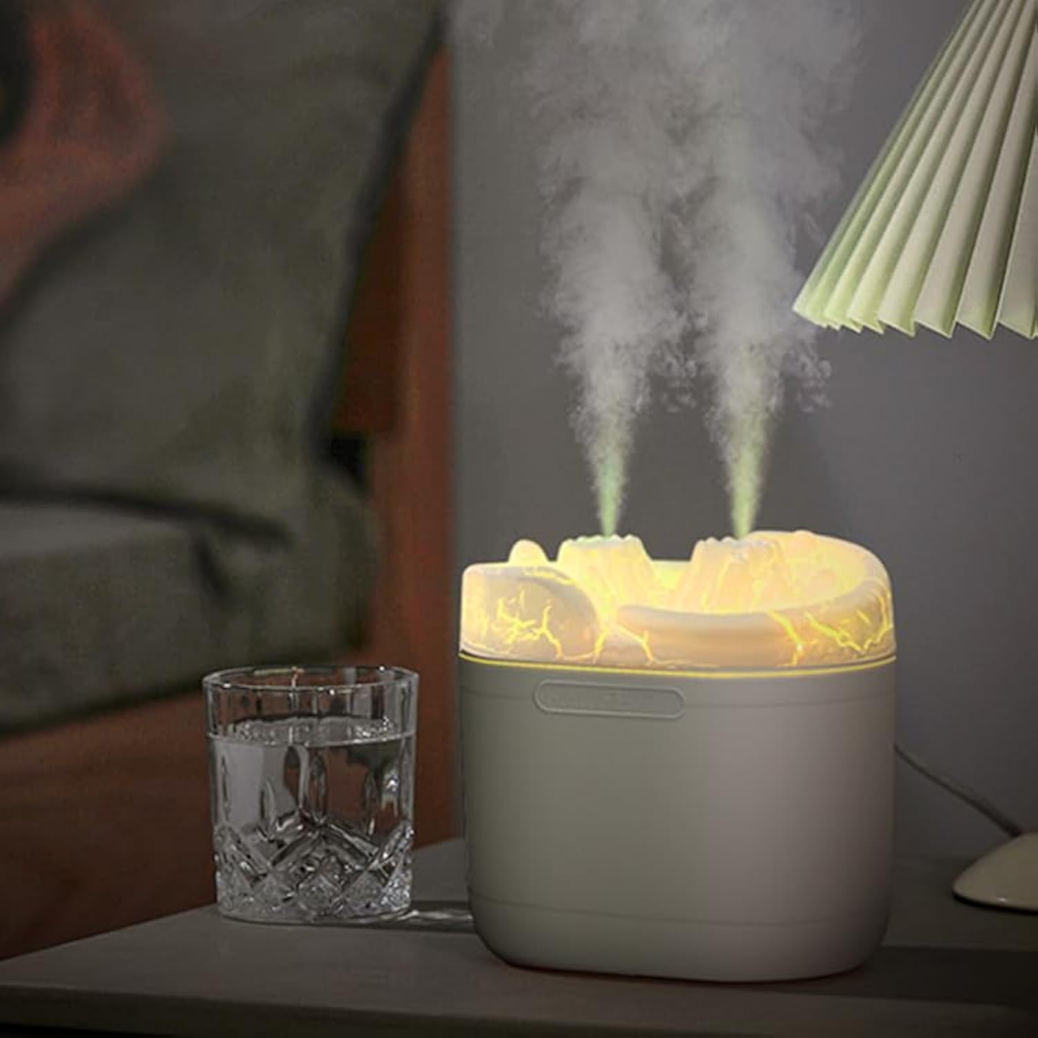 BoodLo 1200ml Humidifiers for Bedroom Essential Oil Volcano Diffuser Humidifier, 7 Light Modes, Timer and Waterless Auto-Off, Aromatherapy Diffuser for Home Office Cool Mist Humidifiers (White)