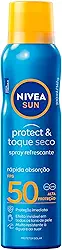 NIVEA SUN Protetor Solar Spray Protect & Toque Seco FPS 50 200ml - FPS 50, sensação refrescante na pele, rápida absorção, não oleoso, alta proteção UVA/UVB, muito resistente à água, embalagem spray