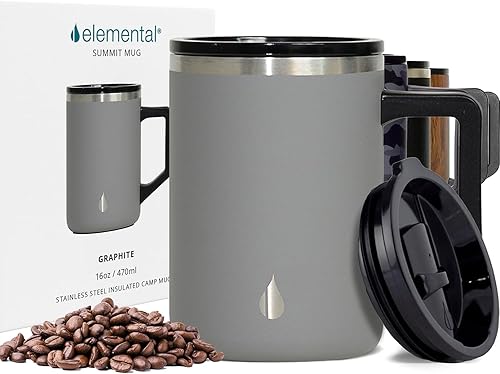 Miniatura 9 de Elemental Taza de café aislada – Taza de viaje Summit de acero inoxidable de triple pared para bebidas calientes y frías – Taza de café térmica con