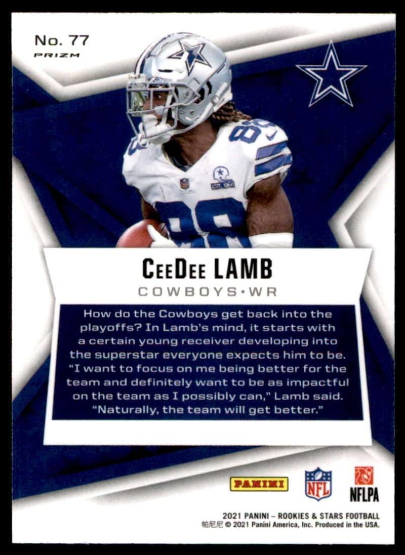 2021 Panini Rookies and Stars Pulsar Prizm #77 CeeDee Lamb Dallas Cowboys (Silver Holo Refractor) NFL Football Card NM-MT