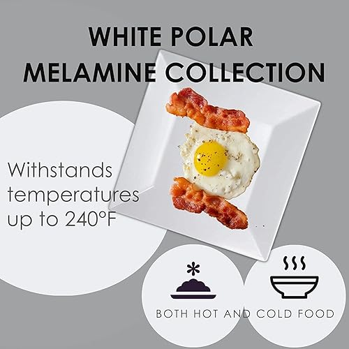 Miniatura 2 de Steelite International 7064MM206 - Cuenco de sopa de postre de melamina, barra irrompible resistente, blanco polar cuadrado de 4 pulgadas, 1.8