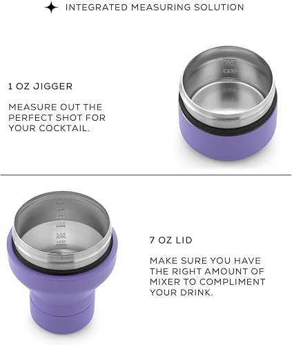 Miniatura 3 de JoyJolt Botella mezcladora de proteínas y cócteles con triple aislamiento. Taza agitadora de 20 onzas con tapa de medición de alcohol y tapa de