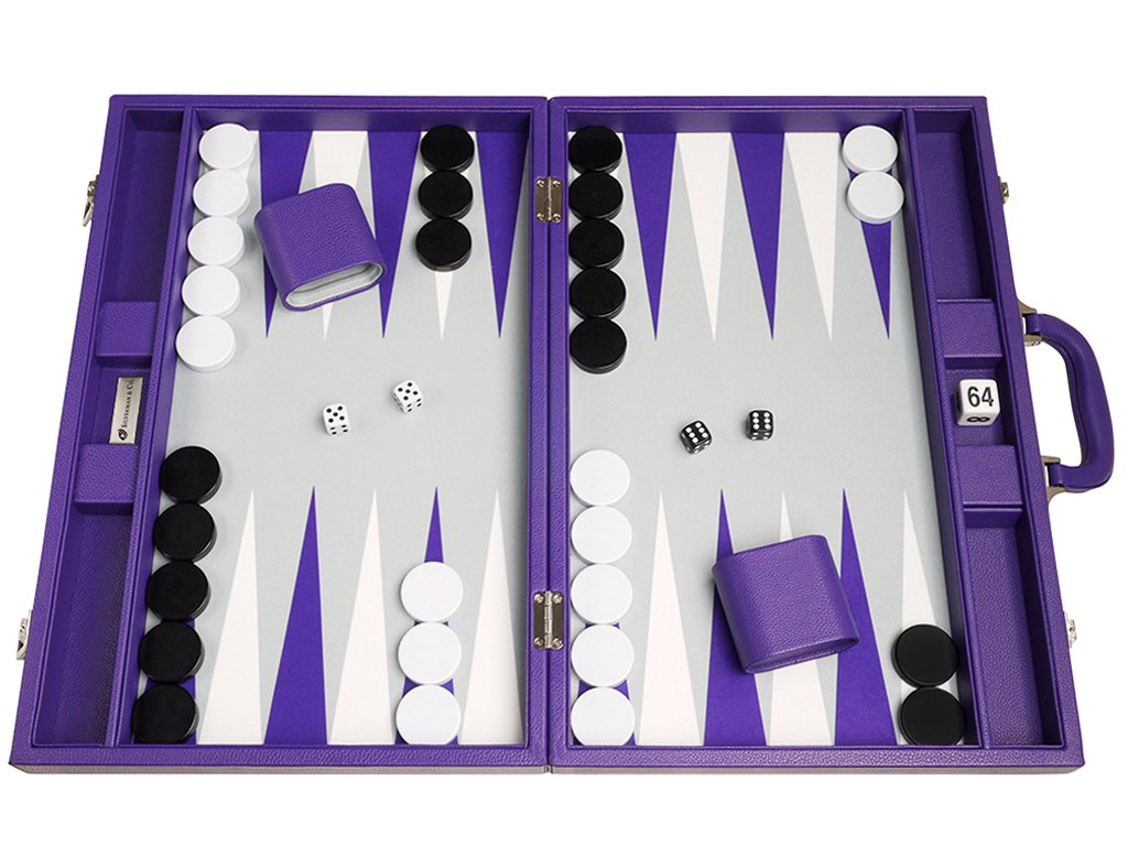 Silverman & Co.19-inch Premium Backgammon Set - Large Size - Purple Board