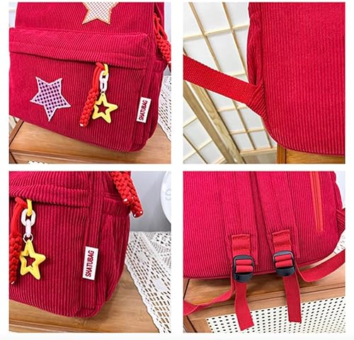 Miniatura 5 de Mochila de pana con estrellas y diseño de estrellas Y2K, mochila estética para laptop universitaria, accesorios Y2K para mujer (negro)