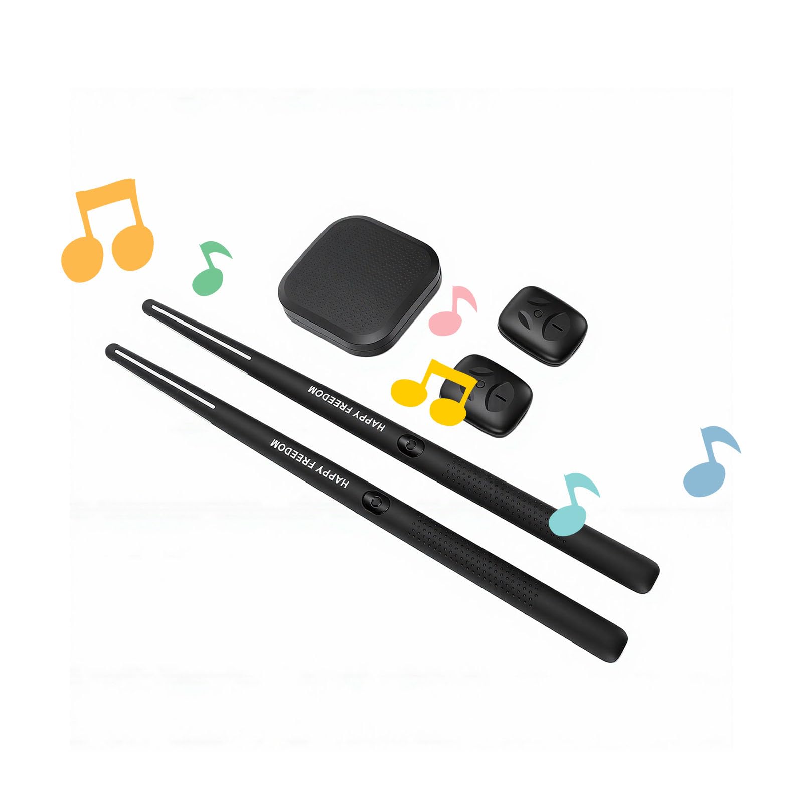 Asixxsix Batteria elettronica con bacchette, 2 pedali e modulo sonoro (BLACK)