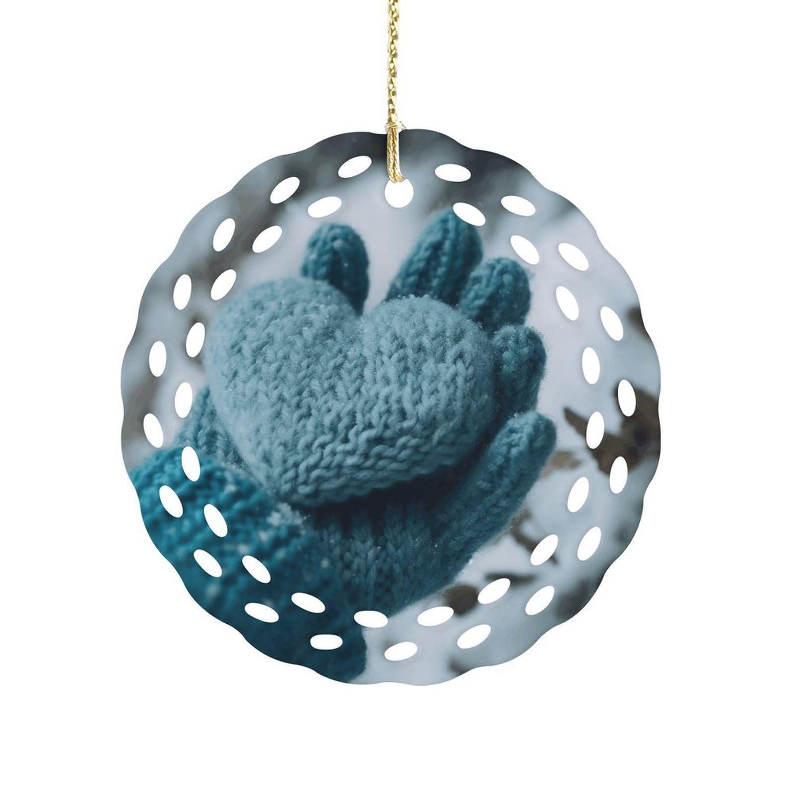 Btcowzrv Style Holding A Heart Ceramic Ornament,Round Ornaments With Hole Easy To Hang,Hanging Ornament For Wedding Party Home Window Garden Christmas Day Decor