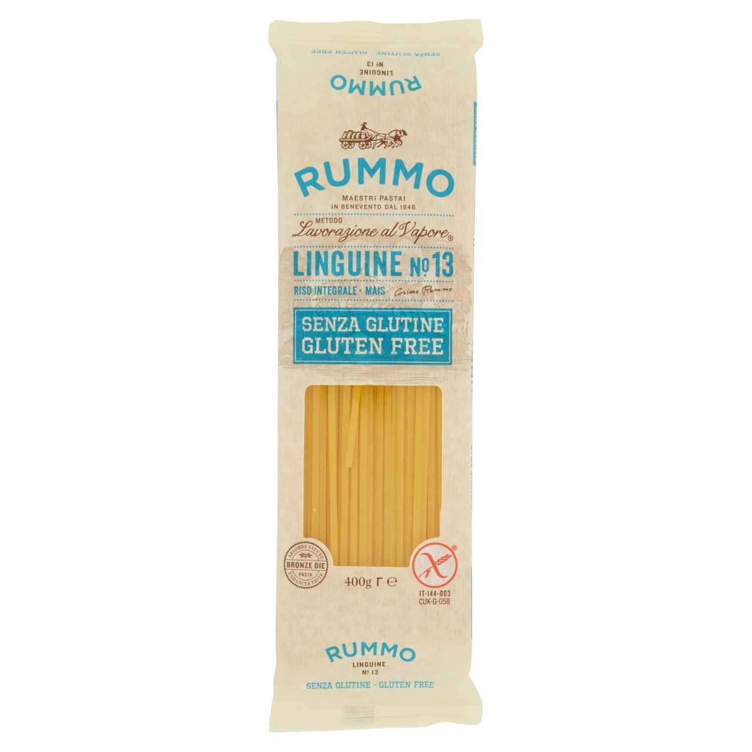 Rummo Glutenfreie Pasta Testpaket 18×400g Spaghetti, Linguine, Stelline, Fusilli,Mezzi Rigatoni, Elicoidali, Mezze Penne, Penne,Gnocchi Mais Vollkornreis + Beni Culinari Kostenloser Schlüsselanhänger