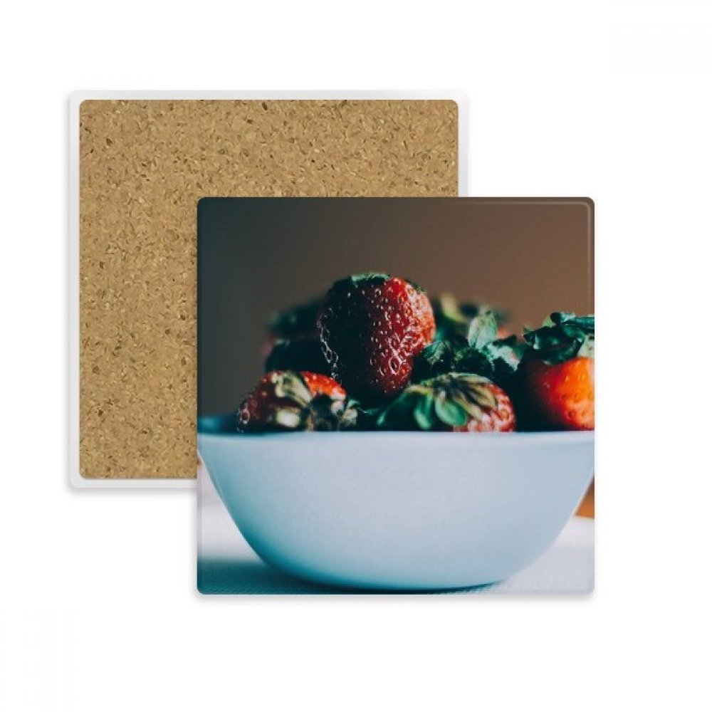 Coaster fraises fraîches en pierre absorbante, idée cadeau utile et colorée