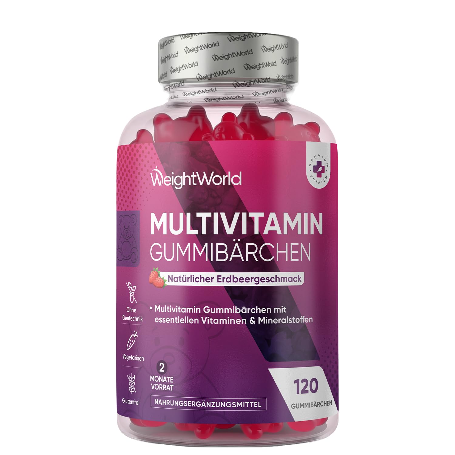 WeightWorld Multivitamin Gummibärchen - 120 Vitamin Komplex mit 13 Zutaten