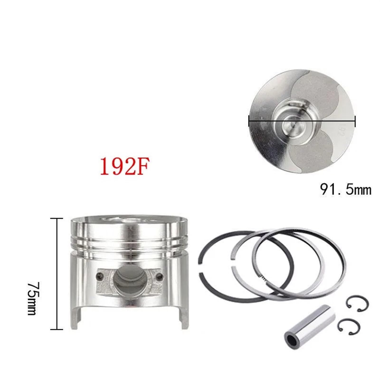 Zestaw tłoka do silnika chłodzonego powietrzem 170F 178F 186F 190F 192F | Zresetuj moc kompresji silnika, pasuje do genu chłodzonego powietrzem 170F / 178F / 186F / 190F / 192F (192F)