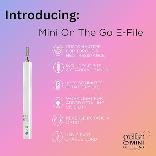Miniatura 3 de Gelish MINI On The Go Electric Nail File - Lightweight, Portable Nail Drill, Shaping, Filing, Gel Removal - 12 Interchangeable Bits & 6 Sanding