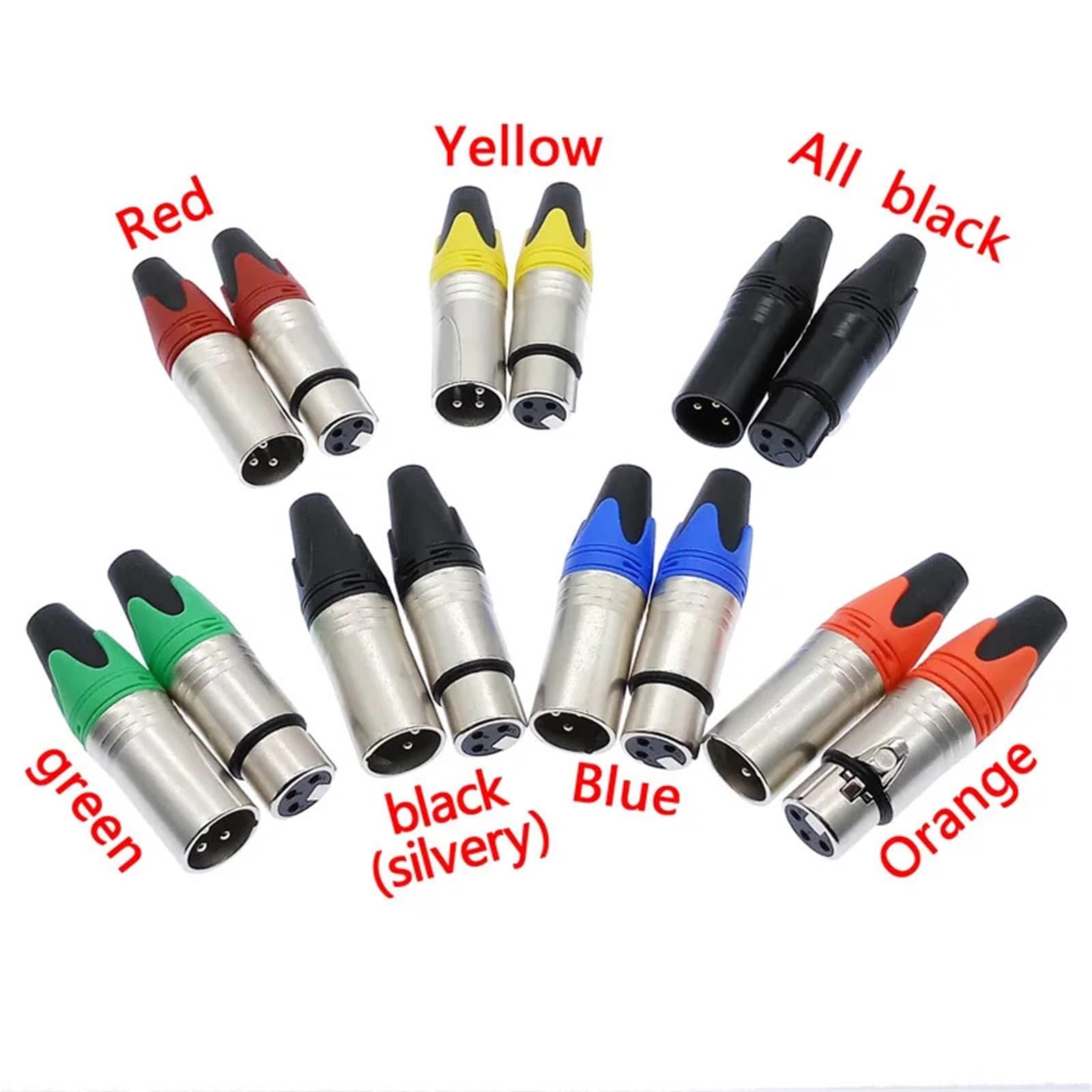 XLR-Stecker, Mikrofon, 3-poliger Audio-Stecker, Lautsprecher, Stecker und Buchse, Farb-Mikrofon-Anschluss, 1 Stück (schwarzer Stecker)