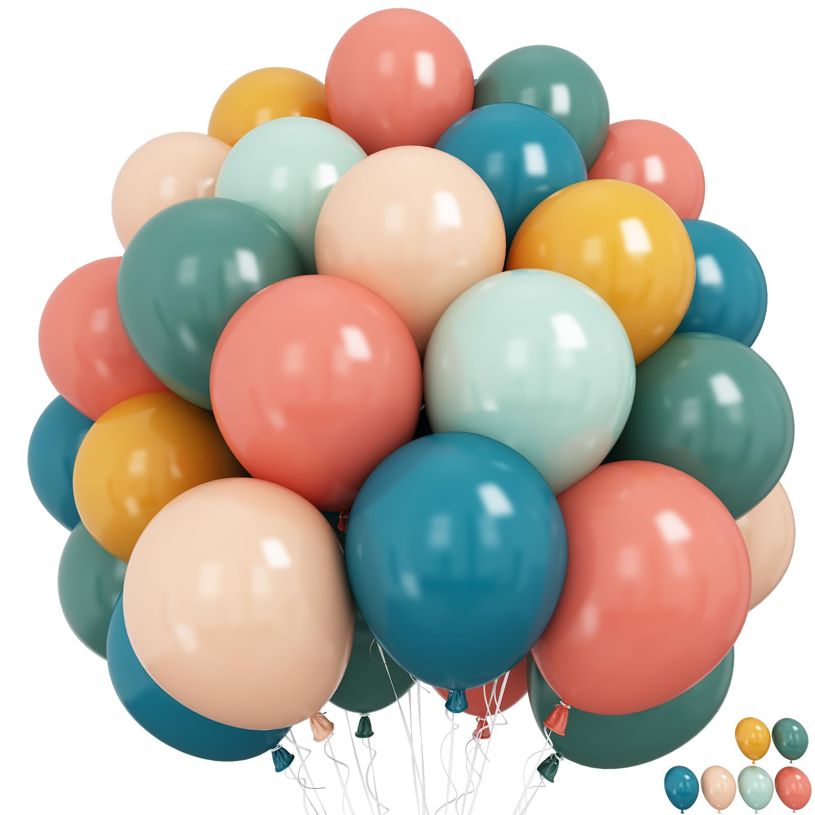 Boho-Regenbogen-Luftballons, 60 Stück, Retro, Blaugrün, Blau, Blush, Pink, Dunkelhellorange, Gelb, Salbeigrün, staubiger blauer Ballon, bunte Luftballons für "Here Comes the Son", Babyparty,