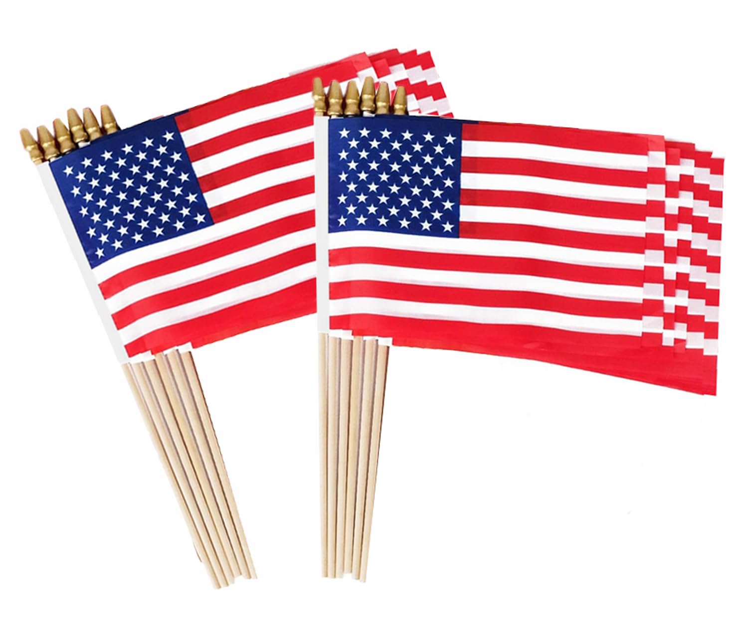 12 Pack American Flags Small US Flags/Mini American Flag on Stick 5x8 Inch US American Hand Held Stick Flags with Kid-Safe Spear Top for Memorial Day, 4th of July, Veterans Day