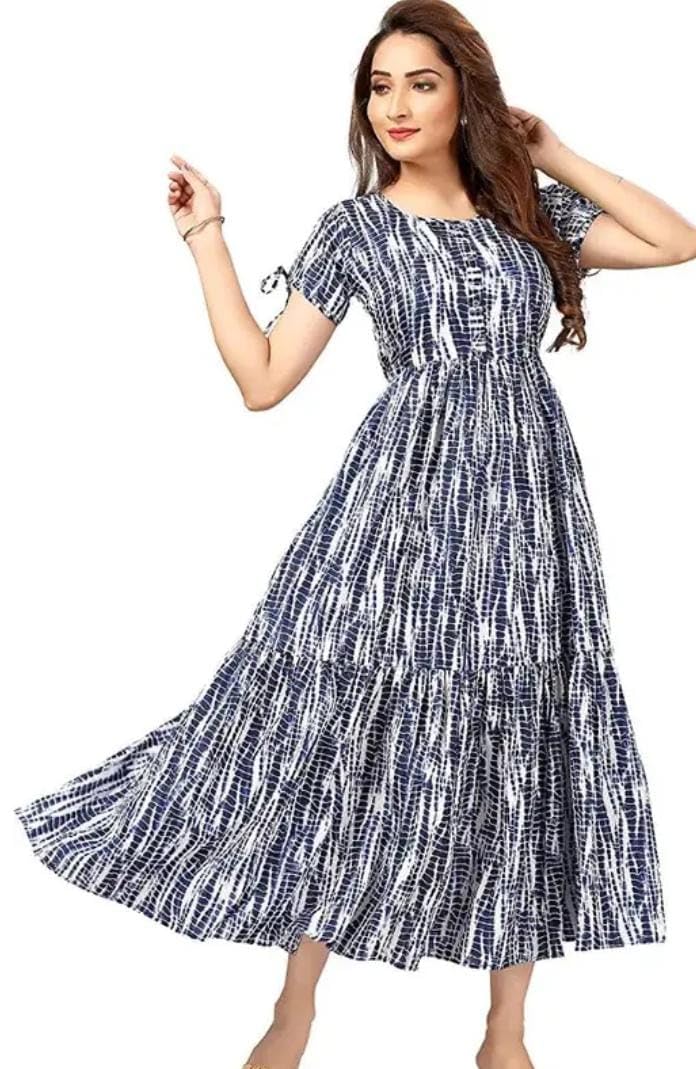 Women's Rayon Blend A-Line Maternity Feeding Kurti, Chundari Printed, with Zipper, Midi Length-image-7