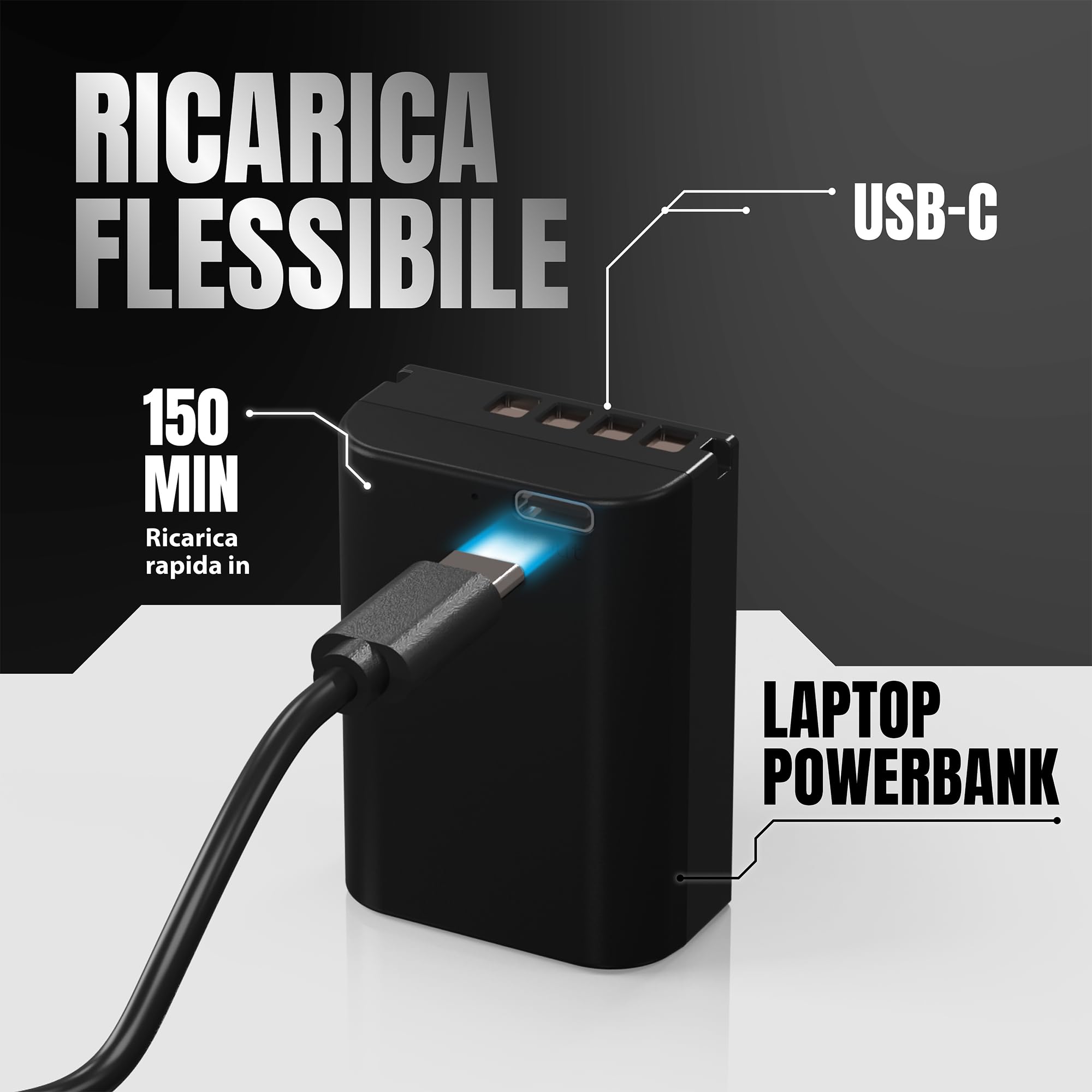 PATONA 1372 Platinum Batteria BLX-1 con ingresso USB-C, 2600mAh 7.2V | Batteria di ricambio da 18.7Wh compatibile con Olympus OM-1 OM-3, sostituisce i modelli BLX1 BL-X1 BL X1