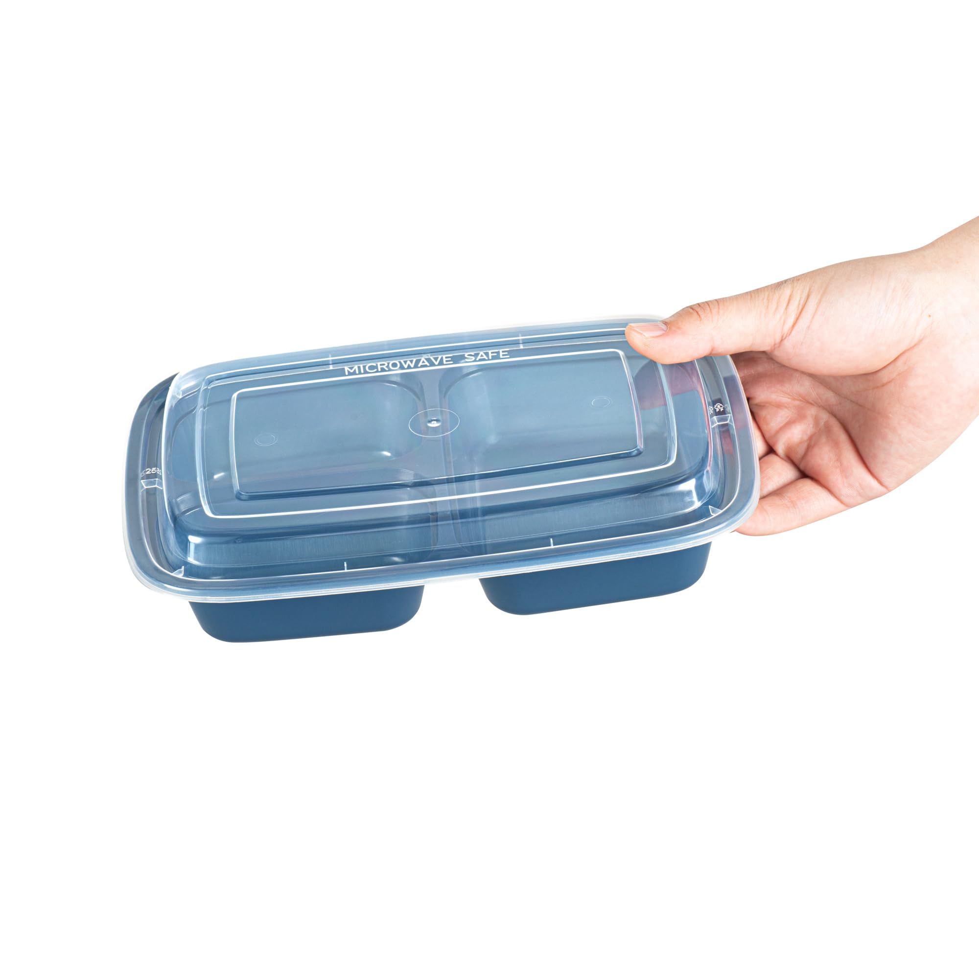 Restaurantware Asporto - Cajas para llevar con compartimentos de 26 onzas, 100 recipientes de preparación de comidas para microondas, 3 compartimentos, con tapas de plástico transparente, recipientes