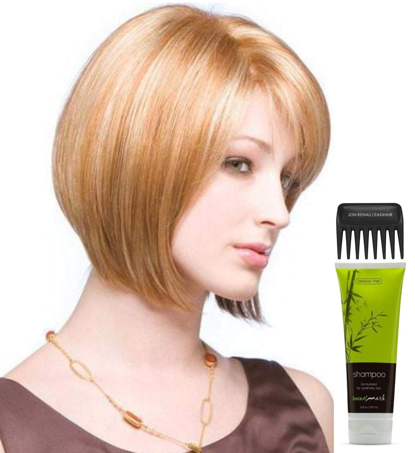 Bundle - 4 items: Codi Monofilament Wig by Amore, Christy's Wigs Q & A Booklet, BeautiMark Synthetic Shampoo & Wide Tooth Comb - Color: EXPRESSO
