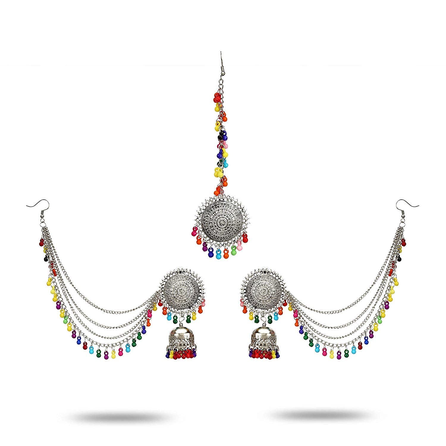 DENICRAAS Jewellery Traditional Multicolor Bahubali Long Chain Jhumka Jhumki Earrings for Women And Girls Metal Hoop Earring (B099PY45PT) Amazon Price History, Amazon Price Tracker