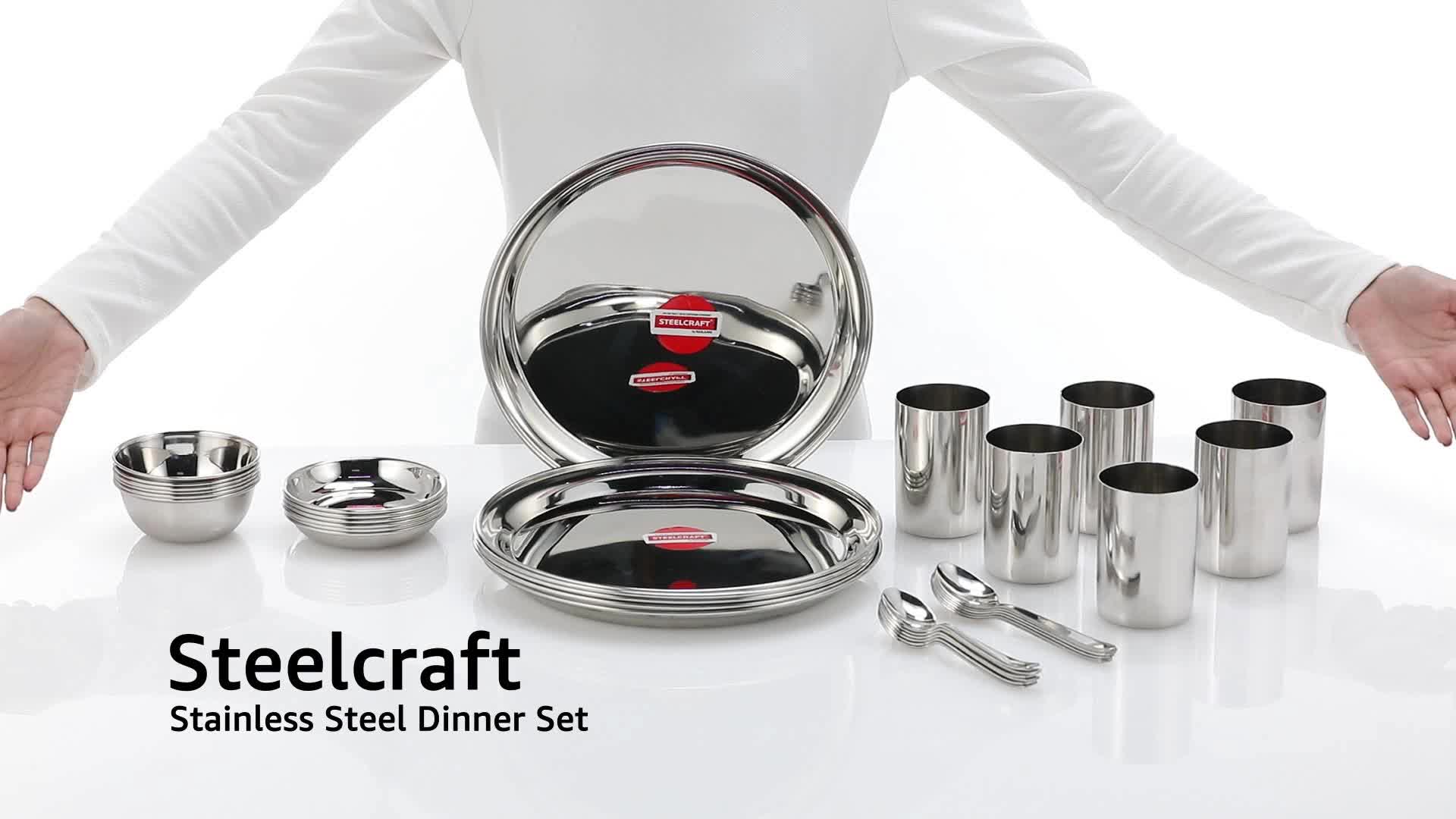 Steelcraft Premium Bandhan Stainless Steel Dinner Set of 36 Pcs