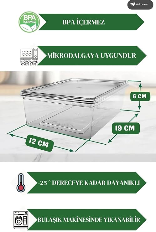5 Adet 2 Lt. 5 Adet 1 Lt. Kendinden Kapaklı Derin Dondurucuya Uygun Buzluk Saklama Kabı Düzenleyici