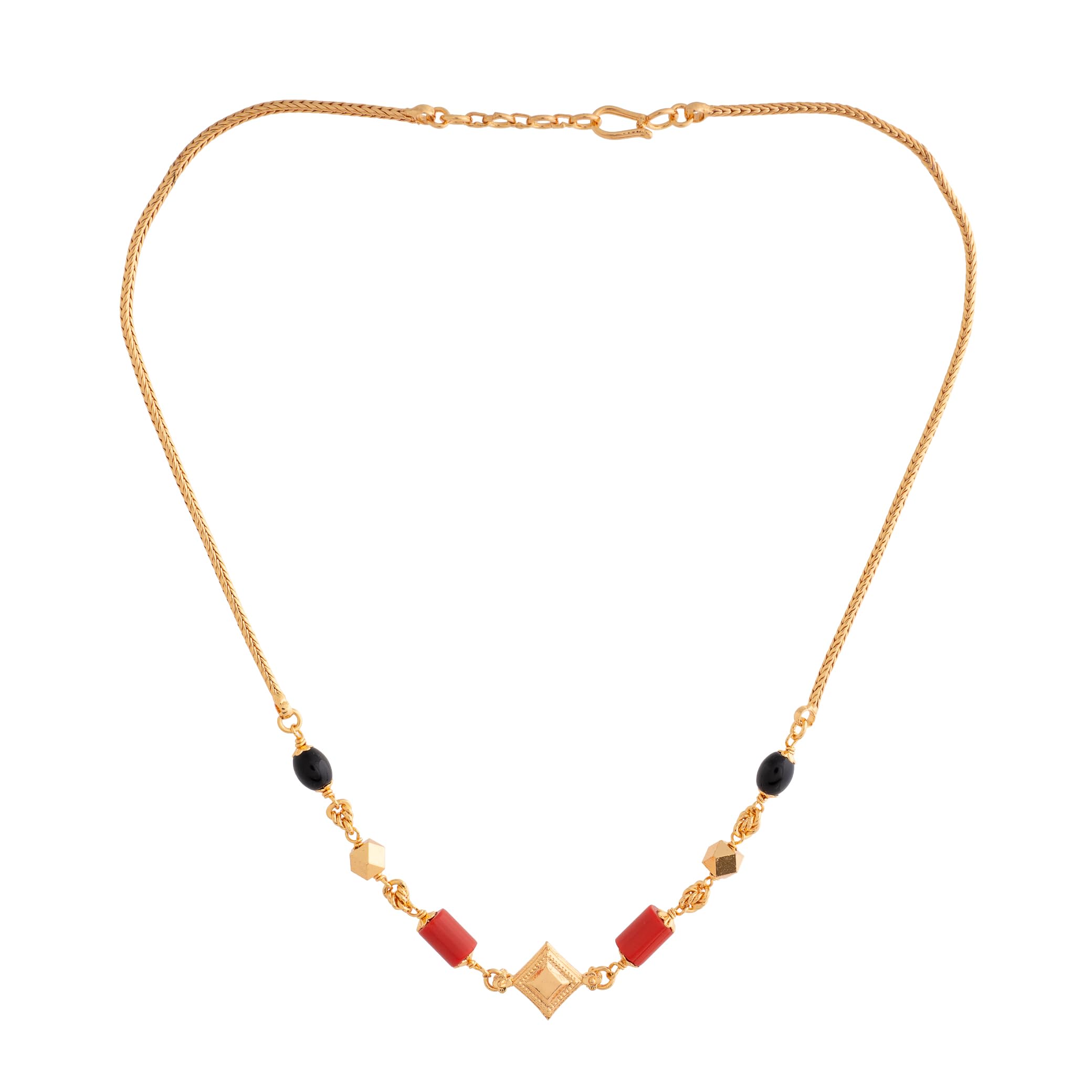 Radhas Creations Traditional Red beads Mangalorean Mangalsutra Length 16 inches One Gram Gold Plated For Women and Girls (B0983PQS6N) Amazon Price History, Amazon Price Tracker