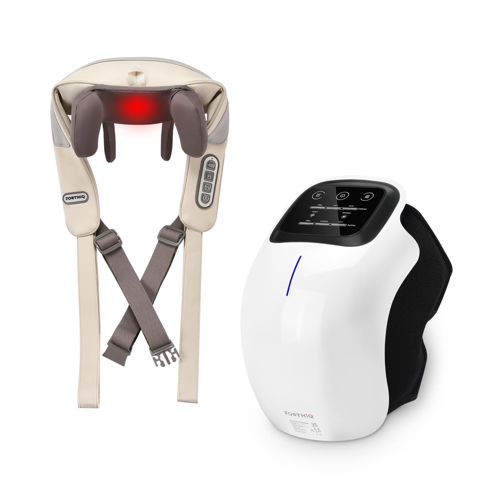 FORTHiQKnee and Neck Massager Bundle: 3-in-1 Knee Massager with Heat & Hand-Like Neck Massager