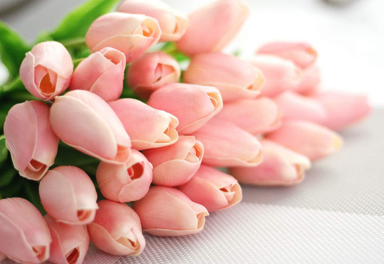 30pcs Artificial Tulips Flowers Real Touch Pink Tulips Fake Holland PU Tulip Bouquet Latex Flowers for Wedding Party Office Home Kitchen Decoration (Pink) - Image 5