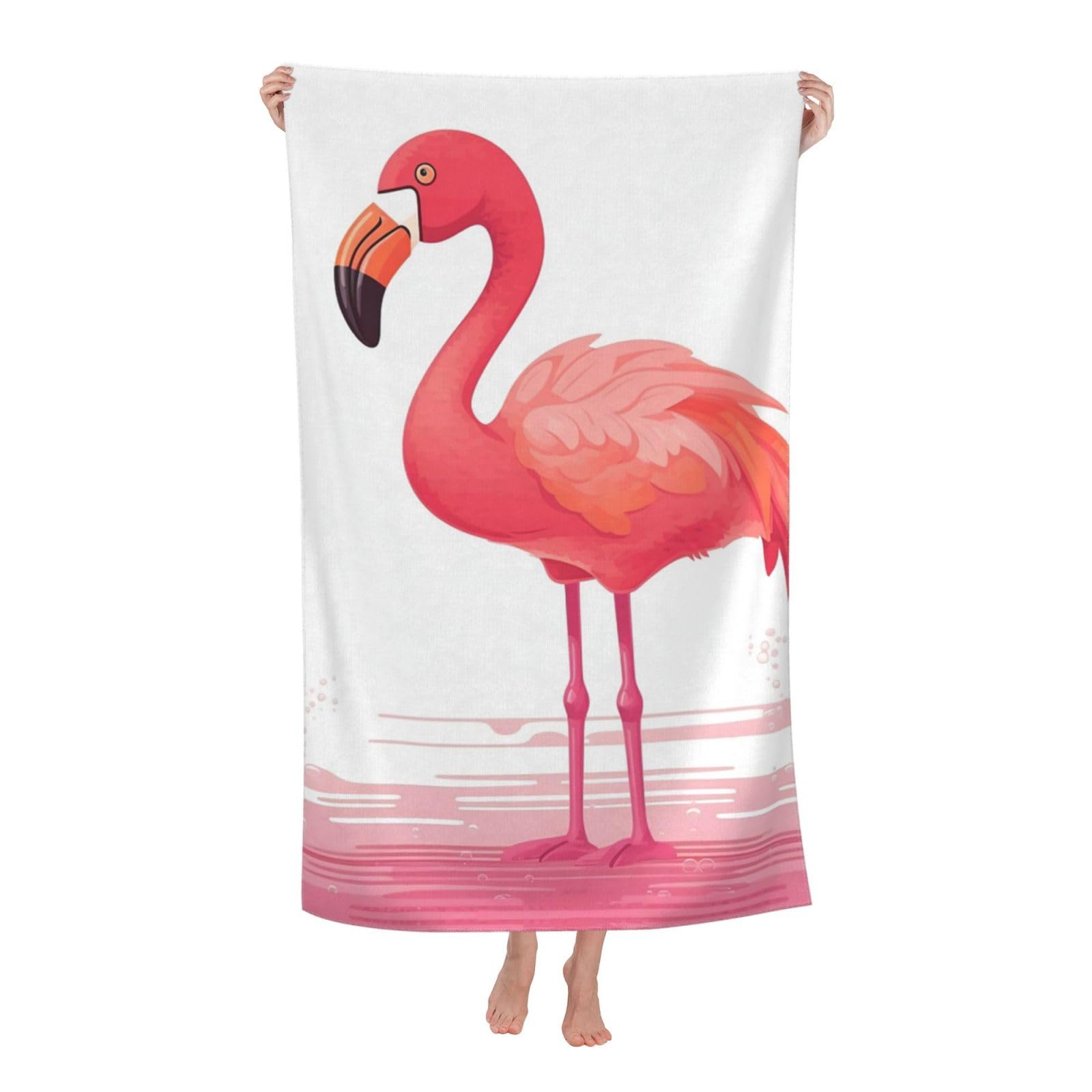 HLBSDM Cartoon Flamingo Beach Towel 52 x 32 in Vacation Essentials Quick Dry Sand Free Pool Swim Towel Super Absorbent Bath Towels Oversized Gym Towels Travel Blanket Gift