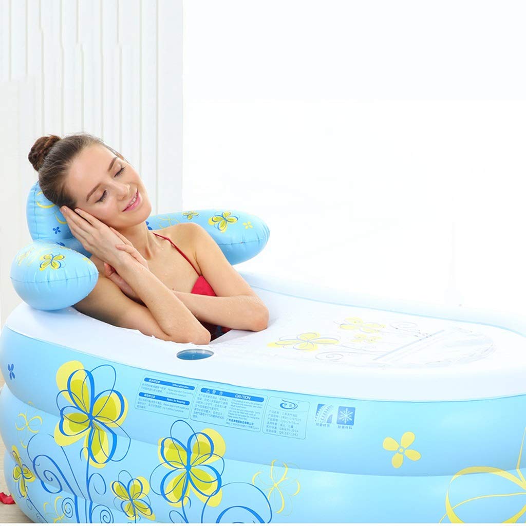Vasca da Bagno Portatile Vasca da Bagno Portatile Moderna per Adulti, Doppia Coppia Vasca da Bagno Gonfiabile Pieghevole Ispessimento per Adulti Secchio da Bagno Medicato con Pompa a Mano Corpo Comple