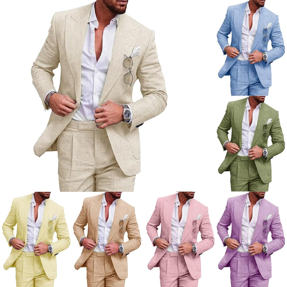 Abito Completo da Uomo Classico Tinta Unita Abito a Maniche Lunghe 2 Pezzi Abiti da Lavoro Formali Blazer e Pantaloni Chic Risvolto Blazer Sets per Matrimoni e Affari