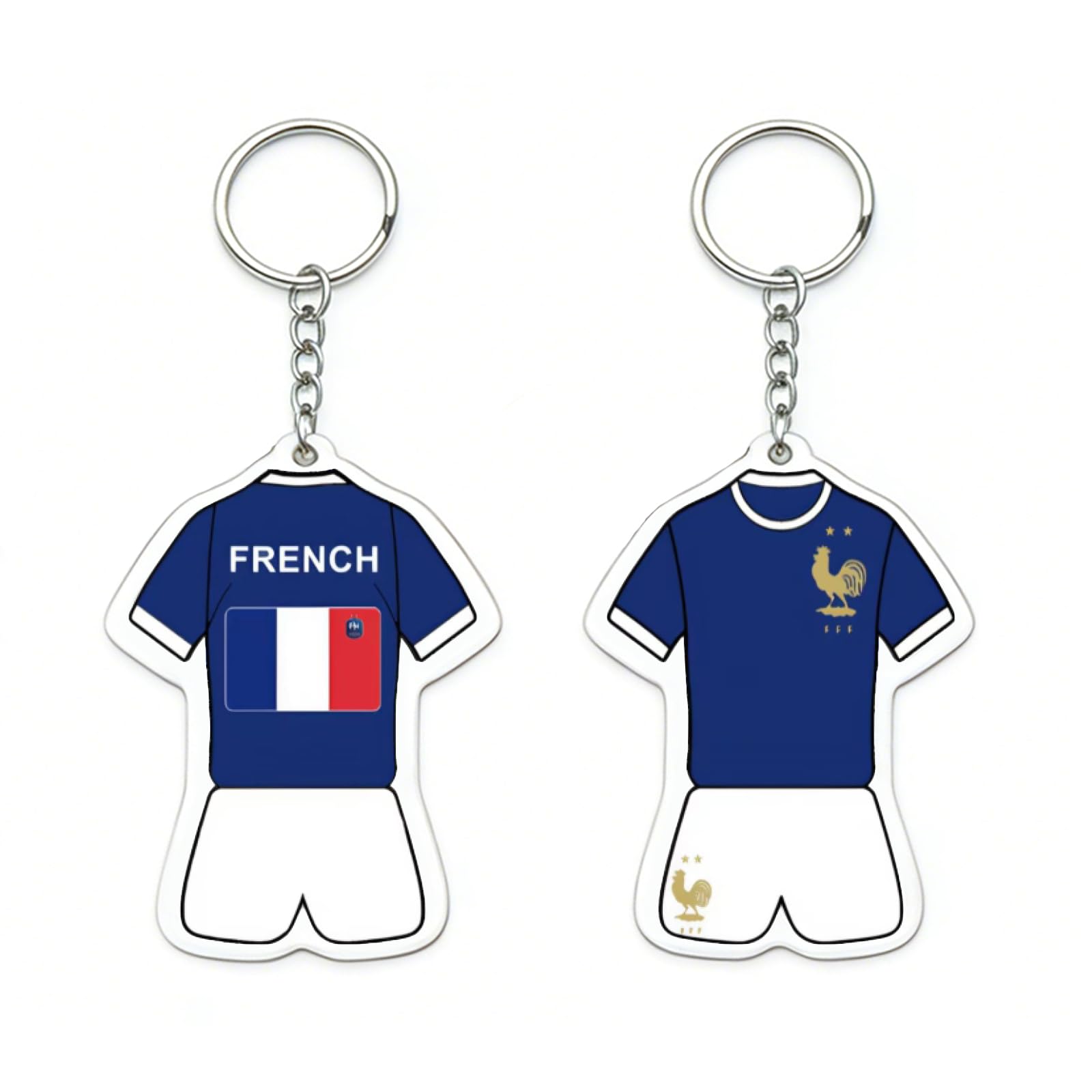 Brdtkugv Unisex No France Jersey Keychain, Football Jersey Keychain, Acrylic Of Football Player Keychains, For Friends, Family, And Football Fans Gift