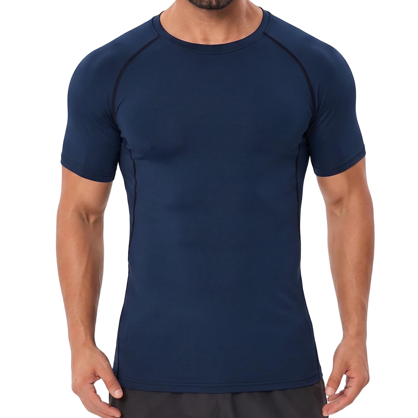 Donason Kompressionsshirt Herren, Tight Fit Kurzarm Sportshirt für Fitness | Männer Body Shaper Funktionsshirt, Atmungsaktiv Schnelltrocknendes Stoff, Glatte Nähte, für Running, Jogging und Fußball