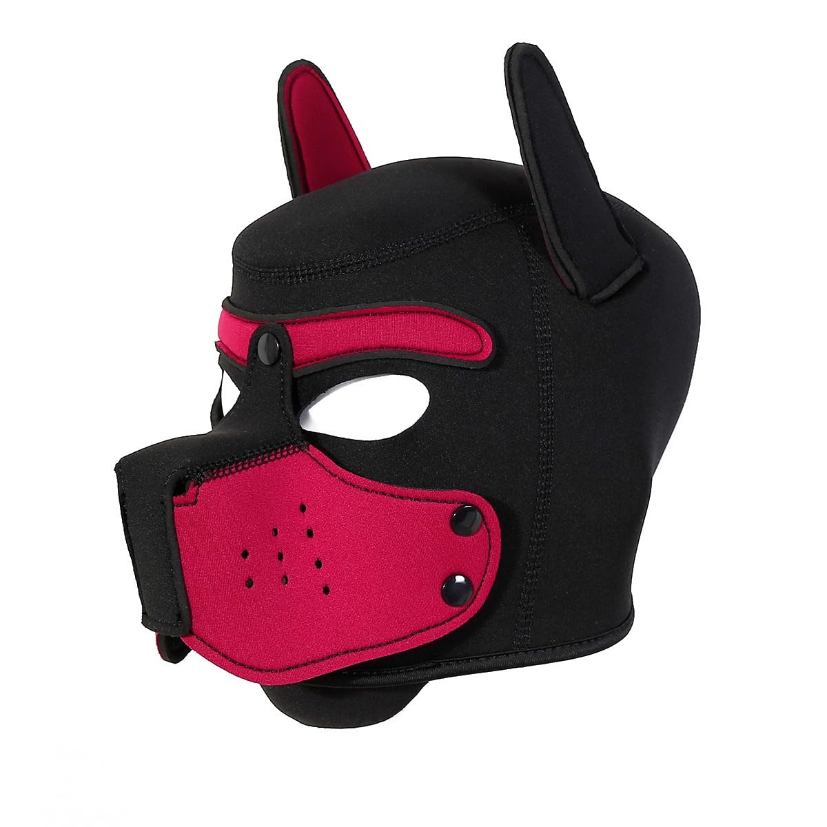 Pup Hood, Pup Play Hood, Removable Dog Full Face Pup Hood (Red)