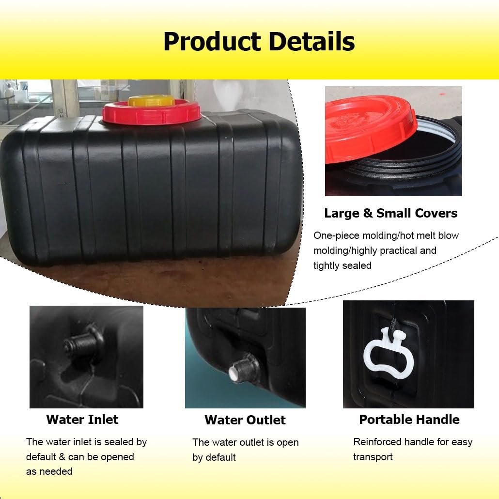 Bidón de Agua Potable contenedor de Agua Alta Capacidad depósito de Agua con Grifo de Bidón Garrafa Plástico Alimentario para Camping Emergencia(Coloour: Black,Size: 80L/21.1Gal)(80L/21.1Gal)