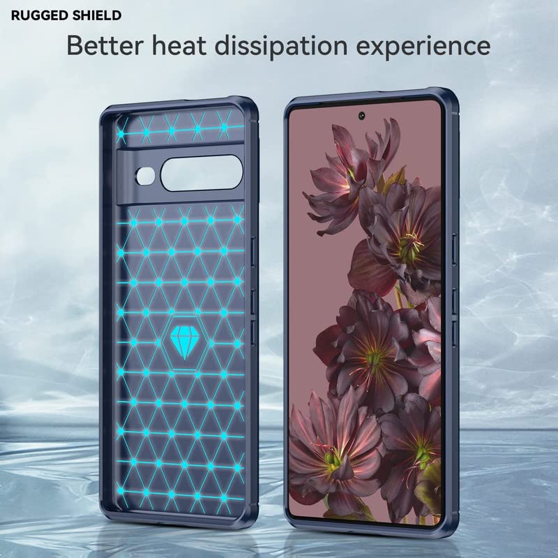 Image of NPRC Hybrid Ultra Slim Protective Case TPU Non-Slip Carbon Fiber Texture Shockproof Case Cover for Google Pixel 7 pro - Blue